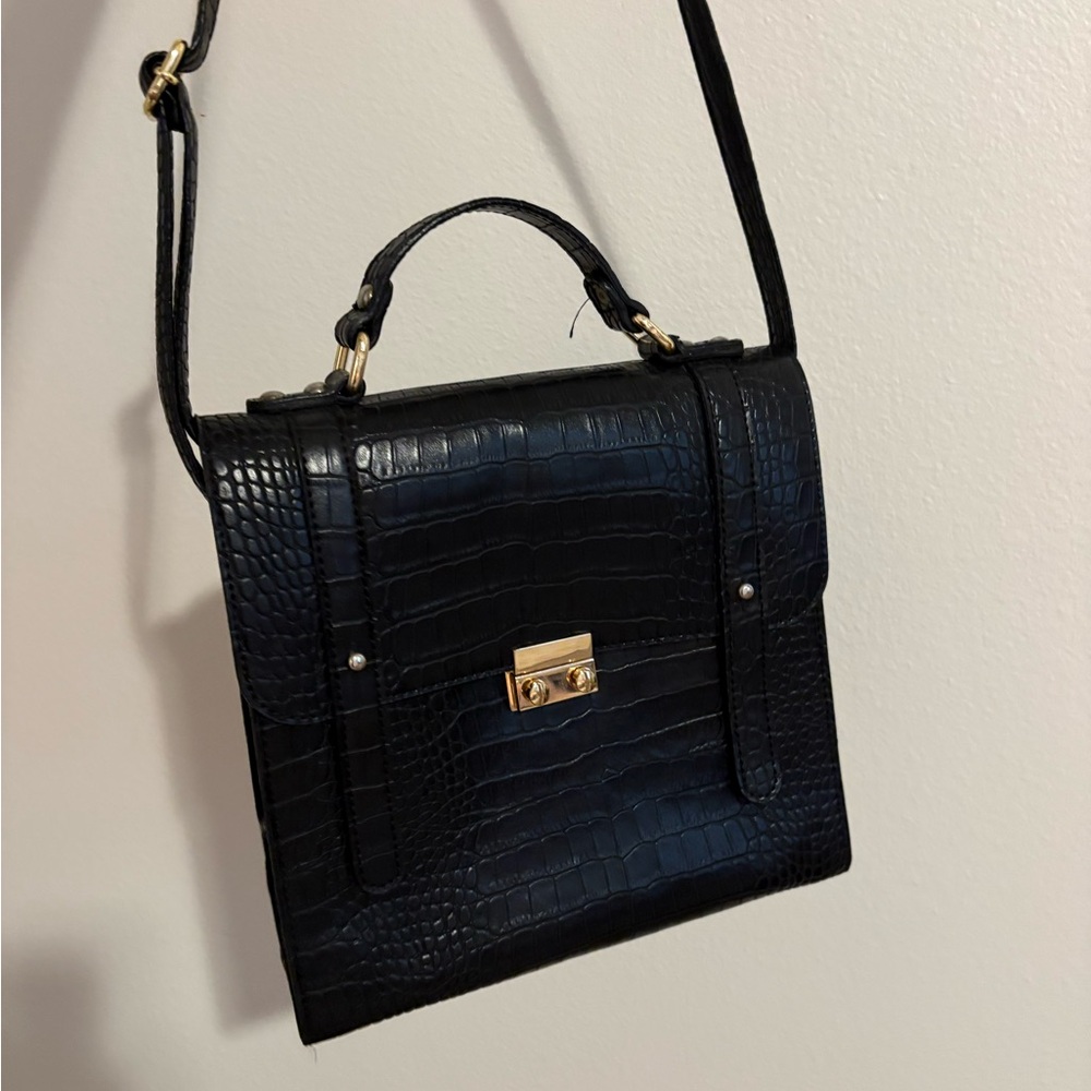 ASOS Black Croc-Embossed Structured Bag - Picture 2 of 9